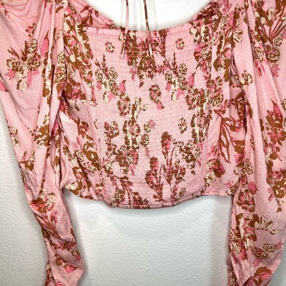 FREE PEOPLE Hilary Printed Top Pink Combo Size Small - Picture 7 of 12